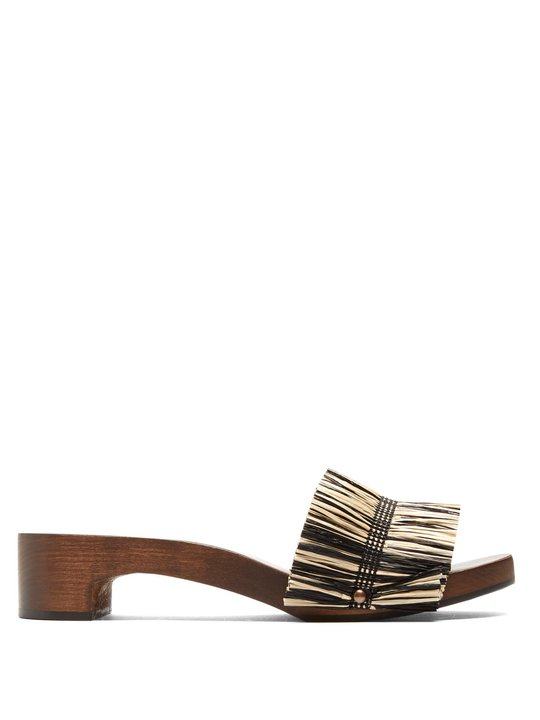 Alissa raffia-embellished wooden slides Alissa raffia-embellished wooden slides展示图