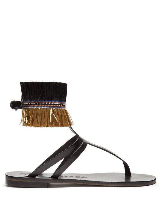 Ariana raffia-embellished leather sandals Ariana raffia-embellished leather sandals展示图