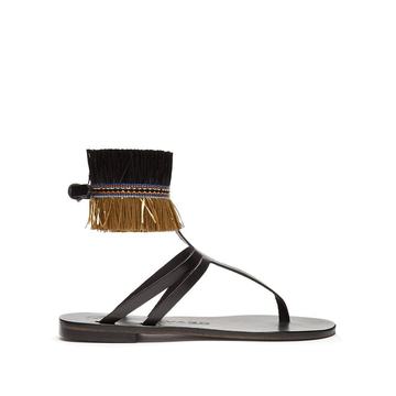 Ariana raffia-embellished leather sandals Ariana raffia-embellished leather sandals