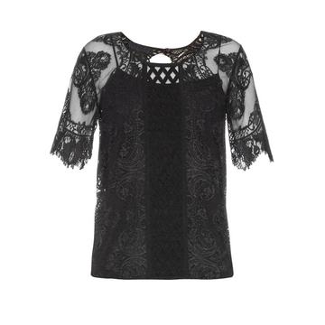 Round-neck contrast-lace top