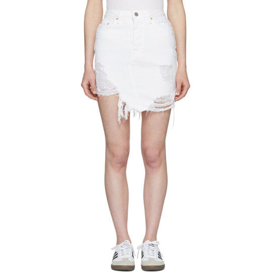 White Rhoda Denim Miniskirt展示图