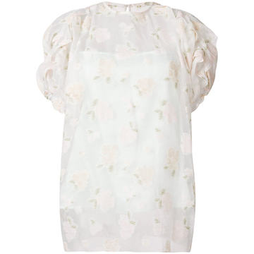 floral embroidered sheer top