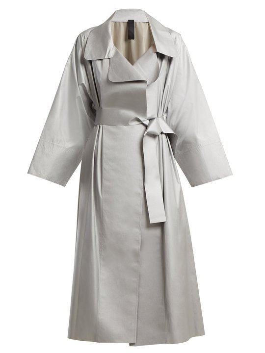 Tie-waist reflective trench coat展示图