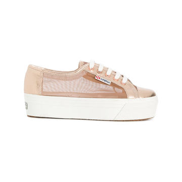 sheer panel platform sole sneakers