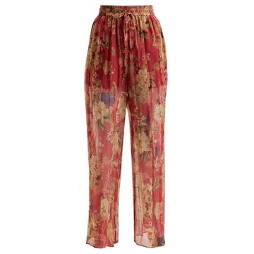 Melody floral-print silk trousers