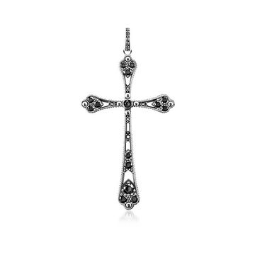 Royalty Cross w/Black Stones Pendant