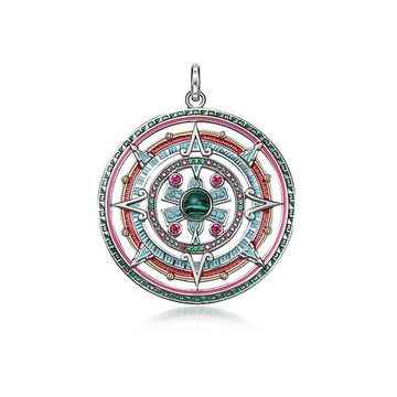 Sterling Silver, Enamel and Glass-ceramic Stones Amulet Pendant