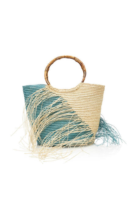 M'O Exclusive Maxi Two-Tone Straw Tote展示图