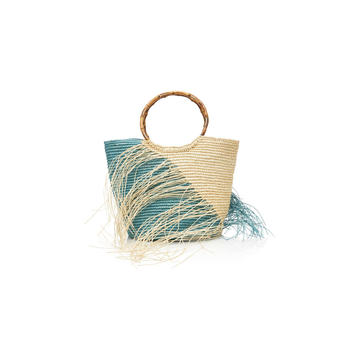 M'O Exclusive Maxi Two-Tone Straw Tote