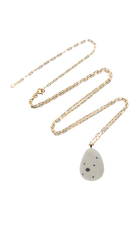 Ocean 18K Gold, Beach Stone and Sapphire Necklace展示图