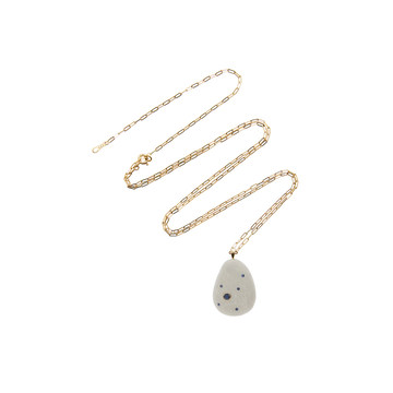 Ocean 18K Gold, Beach Stone and Sapphire Necklace