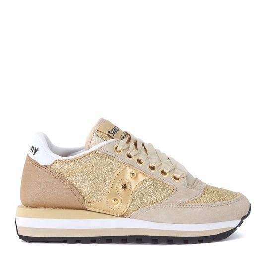 Saucony Jazz Triple Beige Suede And Gold Glitter Sneaker Limited Edition展示图