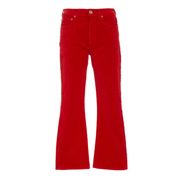 Cropped Kick Flare Velvet Pant