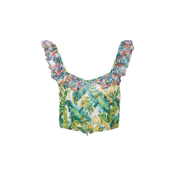 Simona Cropped Printed Voile Top