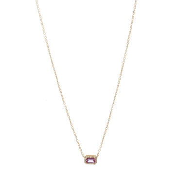 14K Gold, Pink Sapphire and Diamond Necklace