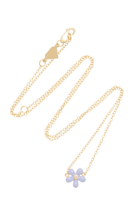 14K Gold and Diamond Wildflower Necklace展示图