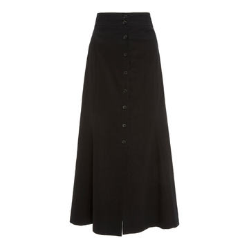 Amelie High Waist Button Front Midi Skirt