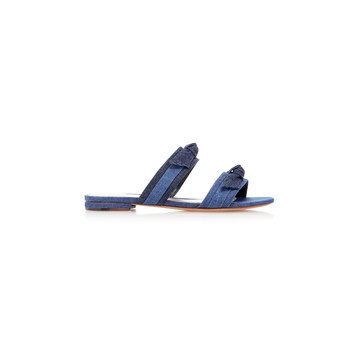 Mellita Bow-Embellished Denim Slides