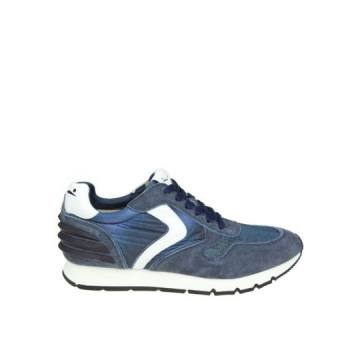Voile Blanche "liam Power" Sneakers In Suede And Canvas Blue Color