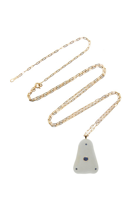 Atlantic 18K Gold, Beach Stone and Sapphire Necklace展示图