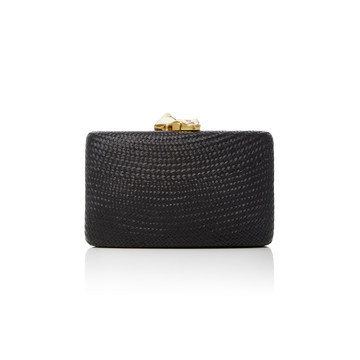 Jen Embellished Woven Straw Clutch