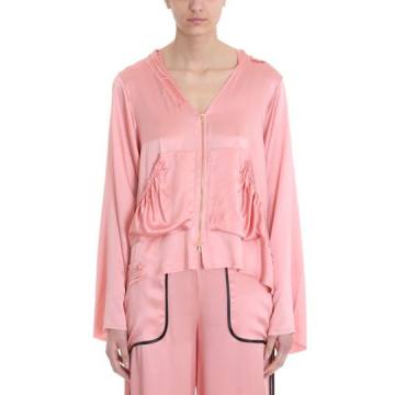 Giacobino Pink Silk Hoodie Sweatshirt