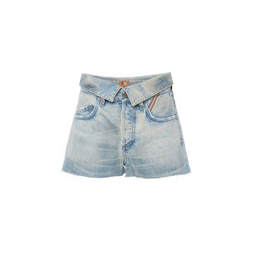 Foldover Denim Shorts