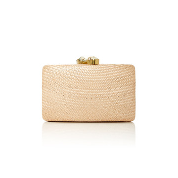 Jen Embellished Woven Straw Clutch