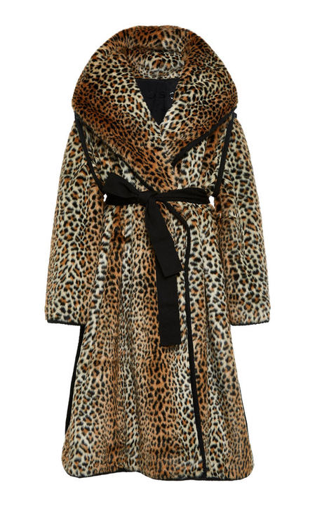 Belted Leopard-Print Faux Shearling Coat展示图