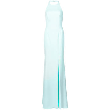 long halter dress with side slit