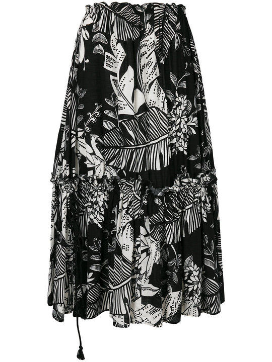 foliage print maxi skirt展示图