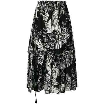foliage print maxi skirt