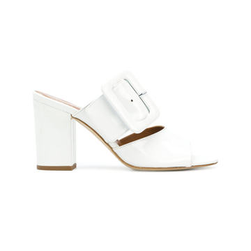 chunky heel buckled mules