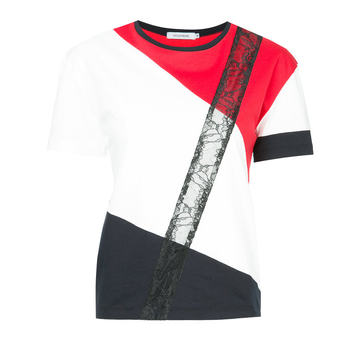 colour blocked lace T-shirt