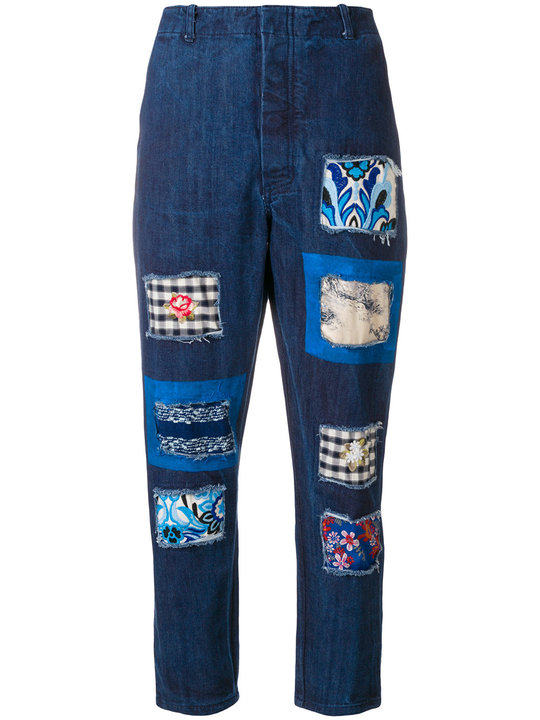 patchwork boyfriend jeans展示图