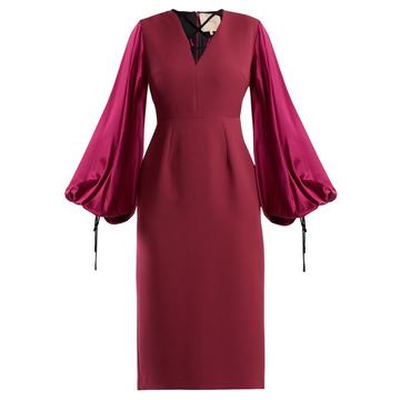 Darya blouson-sleeve crepe dress