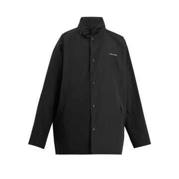 High-neck hooded technical jacket