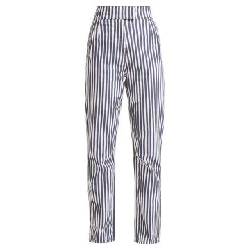Striped high-rise straight-leg trousers