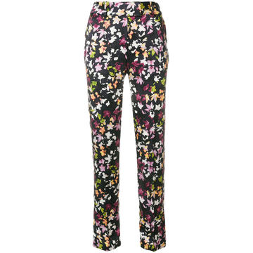 slit cuff foliage print trousers