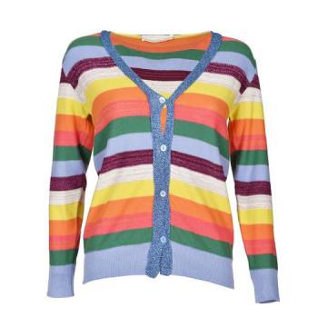 Chiara Bertani Button Striped Sweater