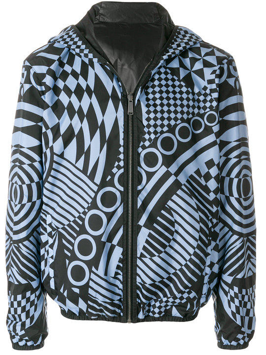 printed hooded bomber jacket展示图