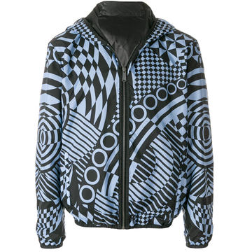 printed hooded bomber jacket