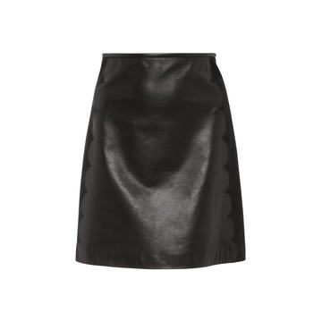 Scalloped Leather Mini Skirt