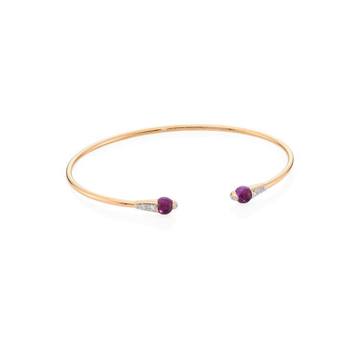 Diamond Amethyst &amp; Rose Gold Open Bangle