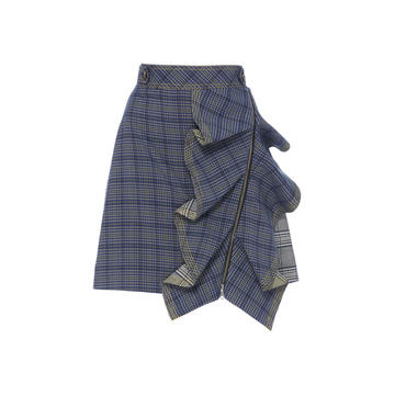 Flounced Check Mini Skirt