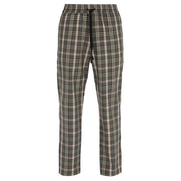 Checked straight-leg woven trousers