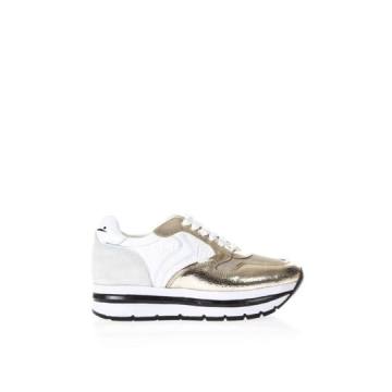 Voile Blanche White & Gold High Sneakers In Leather