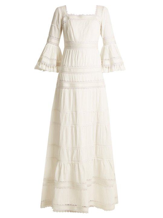 Fluted-sleeve pleated cotton maxi dress展示图