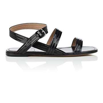 Mignon Patent Leather Ankle-Wrap Sandals