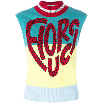 sleeveless logo sweater